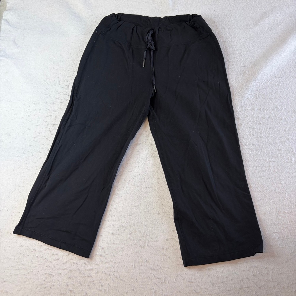 Lululemon Crop Pants Womens Size 6 Black Drawstring Wide Leg Yoga